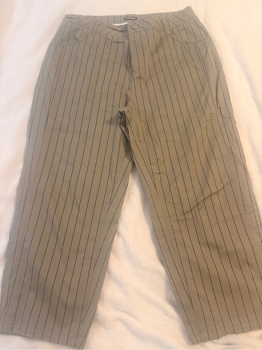 Flamingals Women’s Grey Pin Strip Crop Pant T
